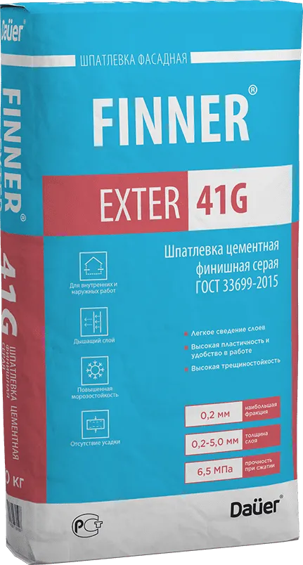 Шпатлевка цементная финишная серая Dauer FINNER EXTER 41G