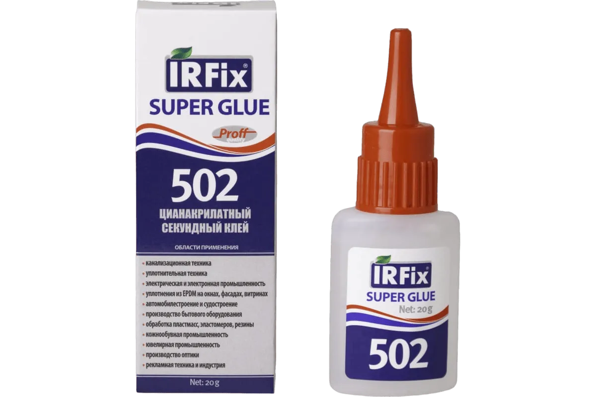 Секундный цианакрилатный клей, бесцветный IRFIX Super Glue 502 20 гр